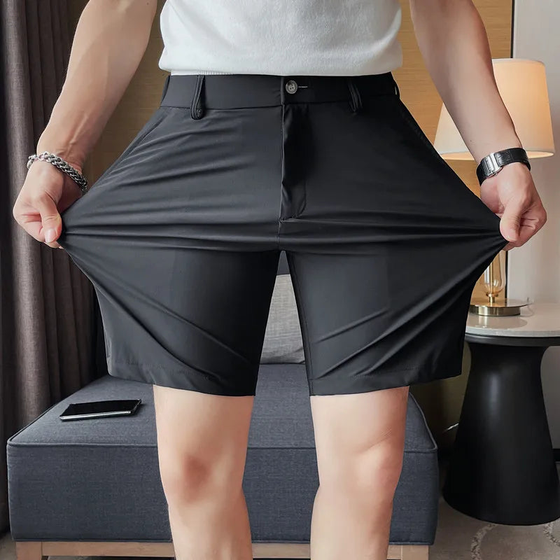 saferido Korean Style Men's Summer Casual Elastic Force Shorts/Male Slim Fit High Quality Business Thin Suit Shorts Plus size 29-36