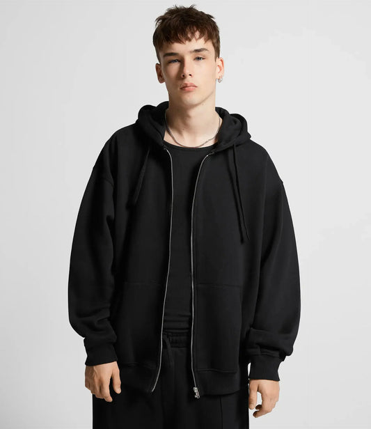 saferido 600GSM 95% Cotton Solid Retro Oversize Hoodie Unisex Winter Warm Zipper Up Open-Up Hoodies Vintage Classic Streetwear Loose Coat