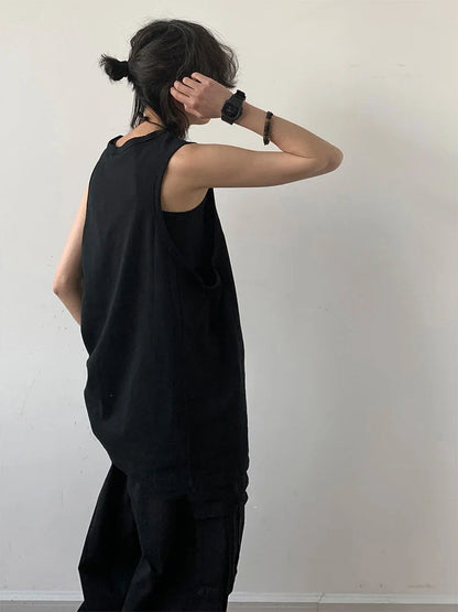 Sport Men's Tank Tops Gym Hombre Sleeveless Tee Vest Men Streetwear Loose Casual Basketball Brown O-neck Cotton