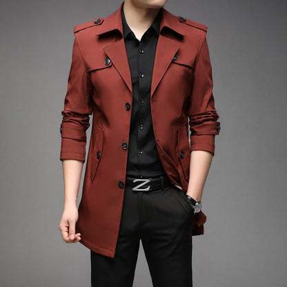 New Spring Men Trench Fashion England Style Long Trench Coats Mens Casual Outerwear Jackets Windbreaker Brand Mens Clothing