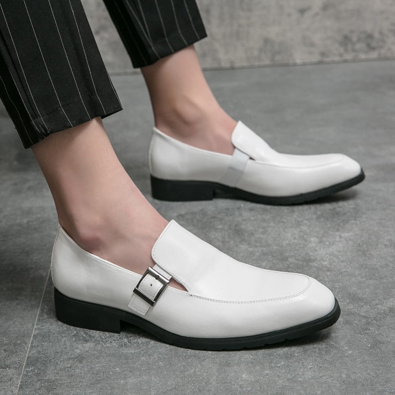 saferido Men White Casual Flat Shoes Loafers Business Office Shoes For Men Driving Moccasins Comfortable Slip On Moccasins Wedding Shoes