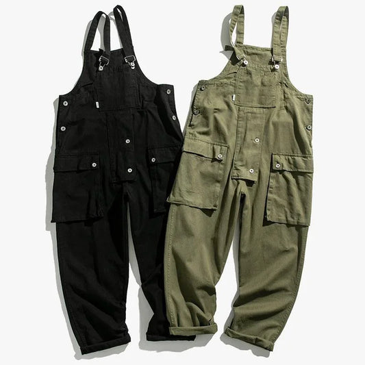 saferido INS Style Straight Leg Pants Bib Coverall Japanese Retro Cargo Overalls Men's Loose Large Size Worker Work Clothing Jumpsuit