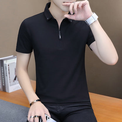 BROWON Summer Fashion  Mens Tshirts Summer Cotton T Shirt Men Short Sleeve Turn-down Collar Korean Style Men T Shirt