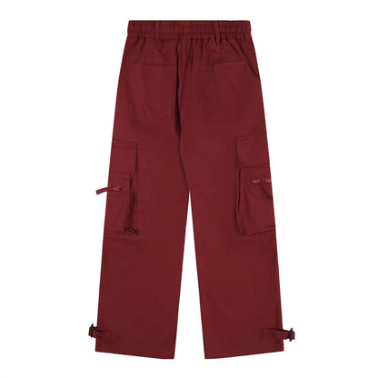 saferido Y2K Red Cargo Pants for Men Harajuku Black Trousers Male Streetwear Hip Hop Pocket Loose Casual American Safari Style