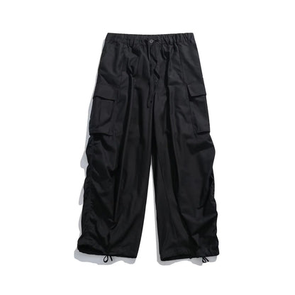 New Summer Japanese Mens Set Harajuku Mid Sleeved Trendy Shirt+ Wide-leg Cargo Pants 2-pcs Thin Casual College Male Suit