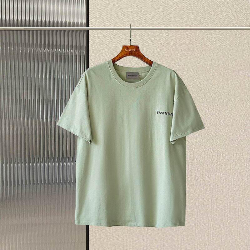 New Summer Essentials T-Shirt Reflective letters 100% Cotton Oversize T-Shirt Men and Women High Street Hip-Hop Sports Tees