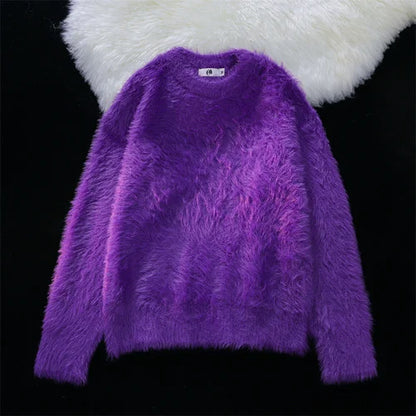 Men Autumn Winter New Oversize Solid Color Knitted Jumpers Male O-neck Sweater Tops Men Long Sleeve Warm Pullovers I594
