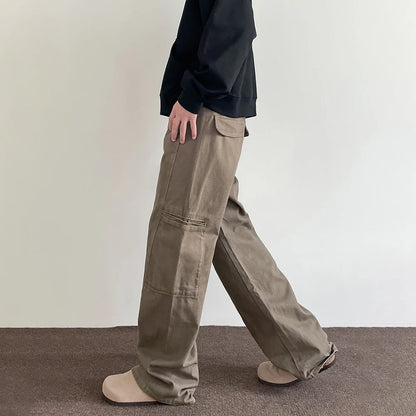 saferido Vintage Brown Jeans Men Baggy Flare Trousers Straight Leg Harajuku Streetwear Casual Fashion Loose Y2k Street Wide Denim Pants