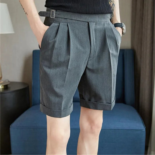 saferido  Pleated Shorts Men Summer White Shorts Bermuda Work Wear Clothes Men Breathe Cool Streetwear Short Korean Fashion Style 36