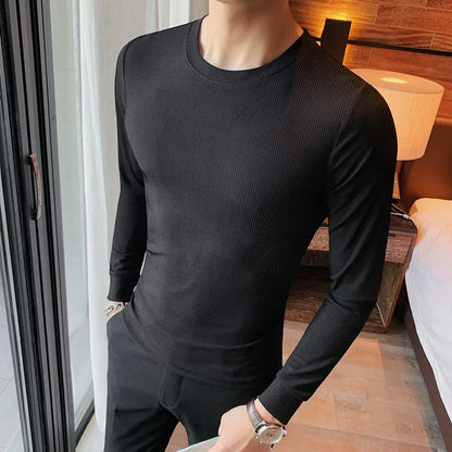 saferido Brand Clothing Men's Spring High Quality Casual Long Sleeve T-Shirt/Male Slim Fit O-Neck business T-shirts Homme S-4XL