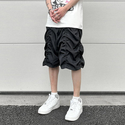 saferido Fashion Summer Casual Men's Pleated Shorts Vibe Solid Color Short Sweatpants Jogging Hip Hop Oversize Shorts Male Clothes
