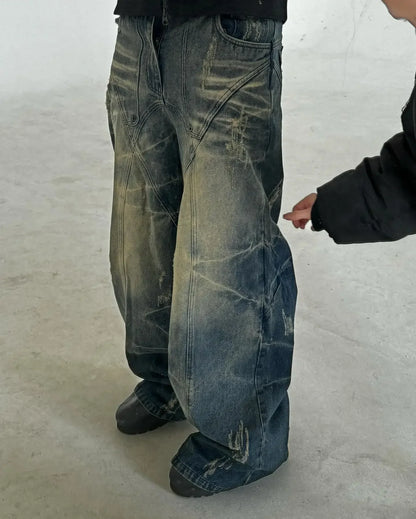Streetwear Jeans Y2K Hip Hop Distressed Ripped Retro Baggy Jeans Pants Mens Womens New Punk Rock High Waist Wide Leg Trousers