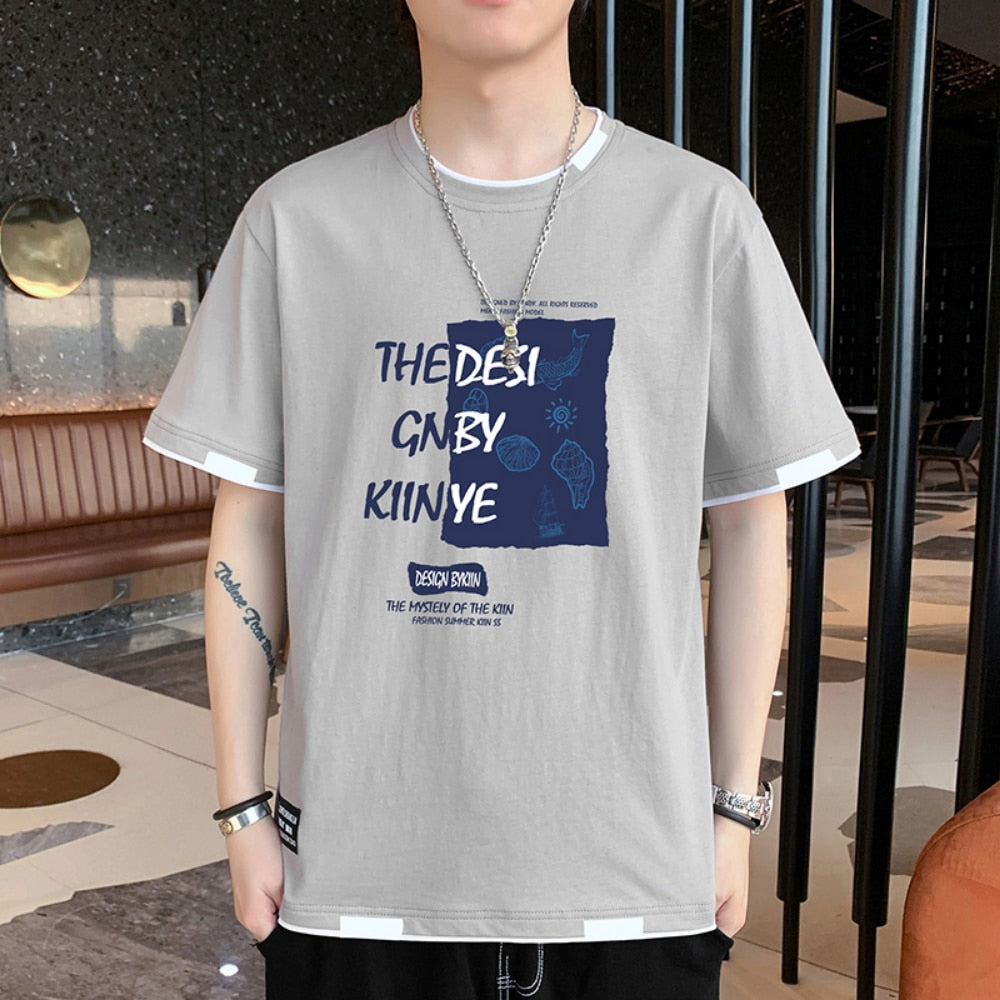 Tshirts For Men Summer Printed Tee Shirt Casual Streetwear Korean Fashion Clothing Cool Breathe Tops Men