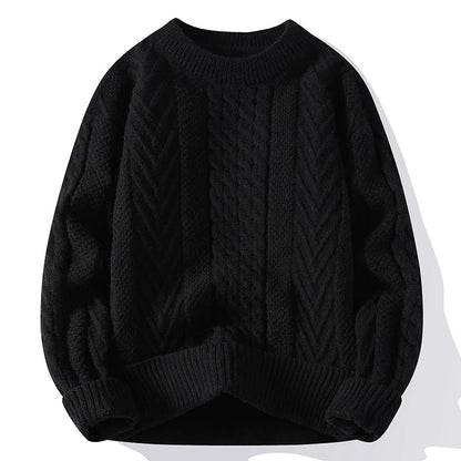 Men White O-Collar Sweaters Clothes Winter Vintage Sweater Men Coats Solid Striped Pullover Mens Turtleneck Autumn New 4XL-M