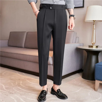 saferido British Style Simple High Waist Casual Pants Slim Solid Suit Trousers Pantalon De Travail Pour Homme Business Korte Homme 3XL