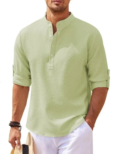 saferido 2024  Polos New Men's Casual Blouse Cotton Linen Shirt Loose Tops Long Sleeve T-Shirt Spring Autumn Casual Handsome Men's Shirts