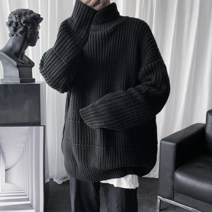 saferido Autumn Winter Mens Casual Turtleneck Pullover Men's Long Sleeve Rollneck Sweater Korean Style Fashion Warm Knitted Sweater