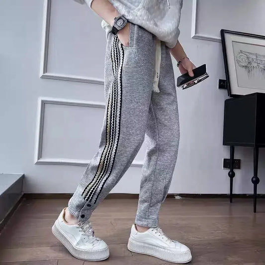 saferido Male Sweat Pants Sport Grey Track Trousers Slim Sweatpants for Men Stripe Jogger Athletic Korean Style New Items in Stylish Y2k