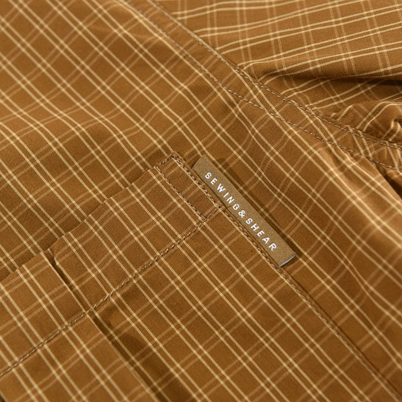 Plaid Shirts for Men Long Sleeve Casual Shirt Pure Cotton Dress Shirt 40 Sticks