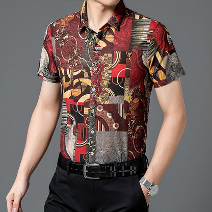 Men's Fashion Summer Shirt Short Sleeve Hawaiian Beach Casual Floral Shirts For Man Personalized Holiday NightClub Blouse