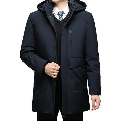 Mens Hooded Casual Outwear Long Parkas Men New Autumn Winter Warm Waterproof Parkas Jacket Coat 2 PIECES Winter Parkas