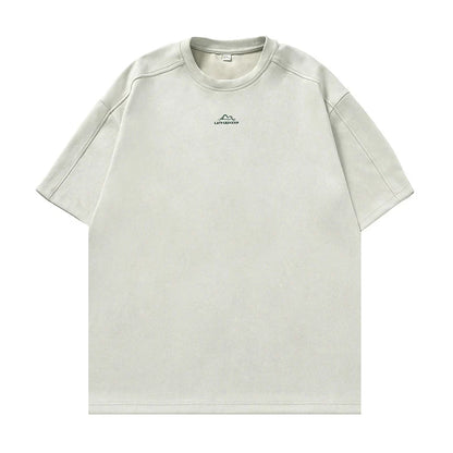 saferido Brand Suede Short Sleeve T-shirts Man 2024 Spring Spring New Baggy Embroidery O Neck T Shirt Man Fashion Male Clothes