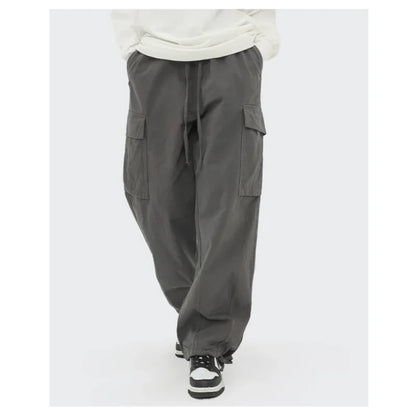 saferido Japanese Vintage Wide Leg Overalls Fashion Label Large Pocket Men's Leggings Casual Trousers for Men Women Sweatpants Joggers