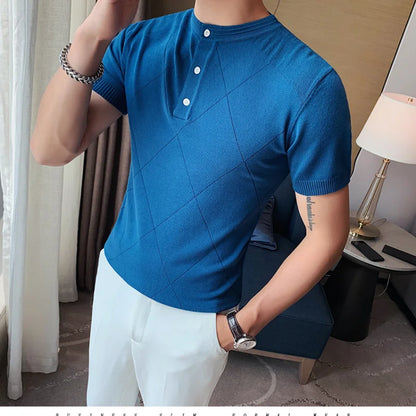 saferido  New Fashion Man Ice Silk Knitting Polo Shirt Casual Cotton  British Style Slim Men Short Sleeve High Quantity Polo Shirts