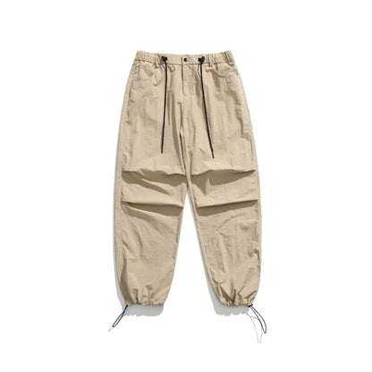saferido Parachute Sports Pants Men Ice Silk Jogging Sweatpants Wide Leg Trousers Male Streetwear Loose Casual American Street