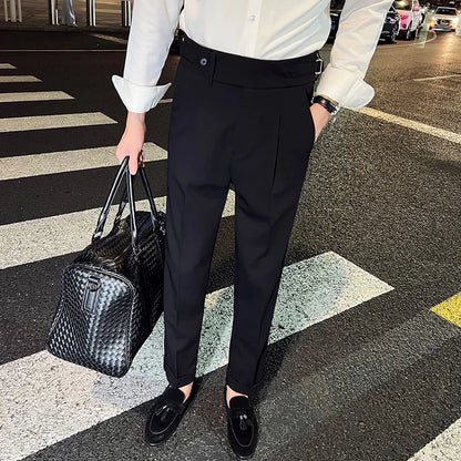 saferido Men's High Waist Spring England Business Trousers/Male Slim Fit High quality Casual Suit Pants Hombre 36