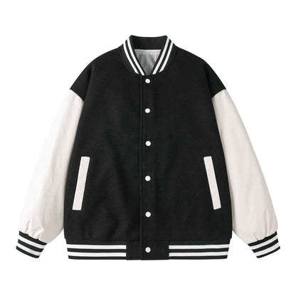 Baseballs Jackets New Fashion Quality Patchwork Button Leather Sleeve Sports Coat Women Men Team Baseball Jacket Custom