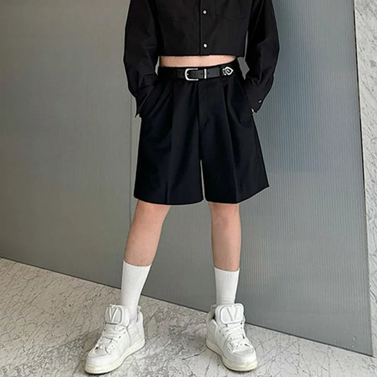 saferido Summer New Solid Color Personality Elegant Five-point Pants Niche Design Original Stylish Korean Men Street Shorts