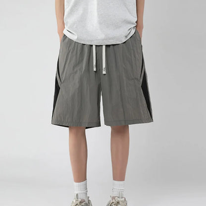 saferido Men Shorts Sporty Quick-drying Knee-length Simple Drawstring Summer Fashion Casual Korean Style All-match Loose Comfortable Male