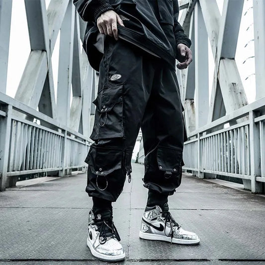 saferido Black Cargo Pants Men Joggers Hip Hop Techwear Pants Hippie Cargo Trousers for Men Streetwear Plus Size Pockets Oversize