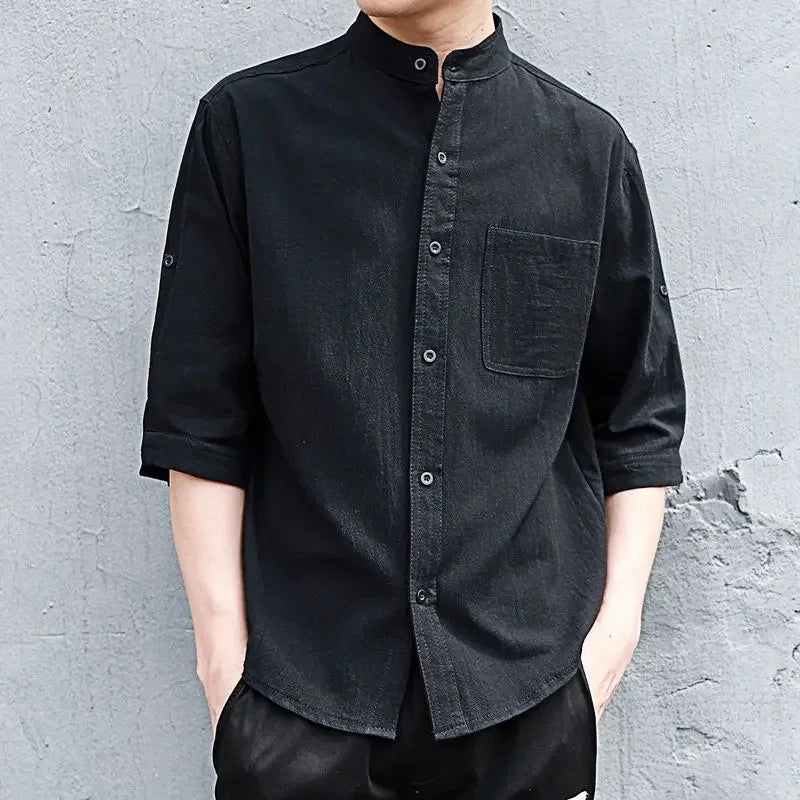 saferido Man Shirt Linen and Cotton Oversize Shirts for Men Plain Half Sleeve Fashion 2024 Cheap Things with Free Shipping Casual Tops I