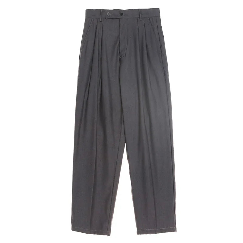 Prowow  Spring Men Pants Solid Straight Loose Trousers Male All-match Simple Nine Points Trousers Korean Style Suit Pants