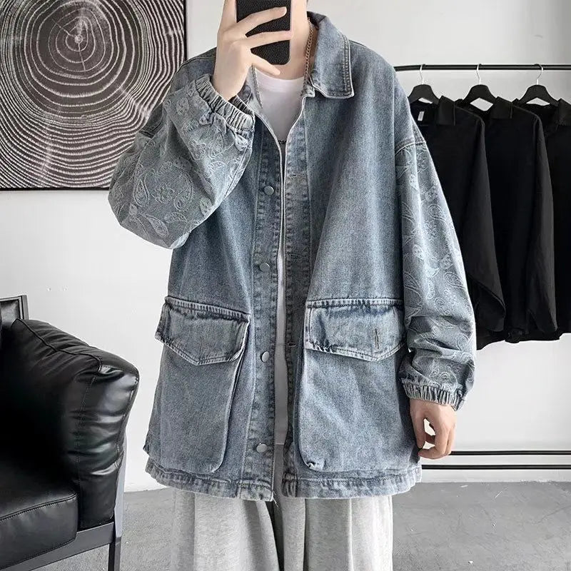 saferido Black Vintage Cashew Flower Jackets  Men Spring and Autumn Women's Men's Clothing Coat Harajuku Streetwear Trendyol Fashion Coat