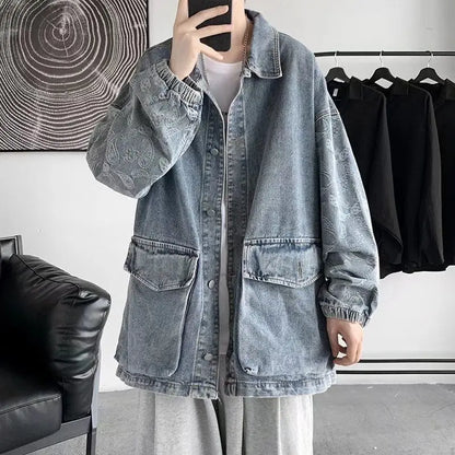 saferido Black Vintage Cashew Flower Jackets  Men Spring and Autumn Women's Men's Clothing Coat Harajuku Streetwear Trendyol Fashion Coat