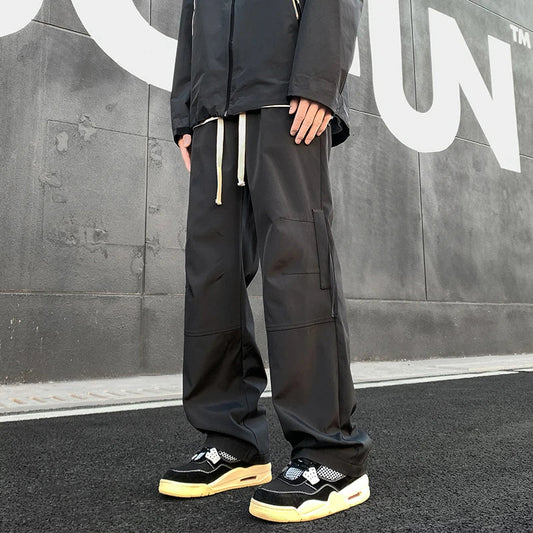 saferido Men Korean Fashions Baggy Sweat Pants Casual Black Vintage Joggers Sweatpants Y2k Streetwear Waterproof Gym Cargo Pants