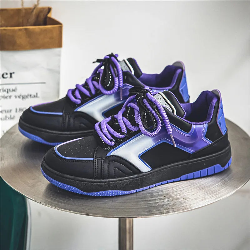 saferido Streetwear Purple Men's Skateboard Shoes Fashion Outdoor Platform Sneakers Men Trendy Lace-up Designer Skateboarding Shoes Man