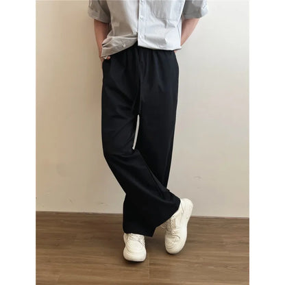 saferido Summer Casual Pants Men Retro Straight Pants Men Japanese Streetwear Loose Wide Leg Pants Mens Vintage Trousers M-2XL ﻿
