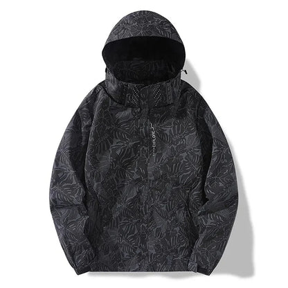 Men's Camouflage Print Hooded Outdoor Jackets Waterproof Male Loose Coats Spring Unisex Outwear