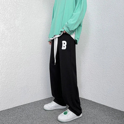 saferido Mopping Casual Trousers Spring Summer Oversize Fashion Sports Loose Flocking Letters Simple Pants Straight Wide Leg Aweatpants