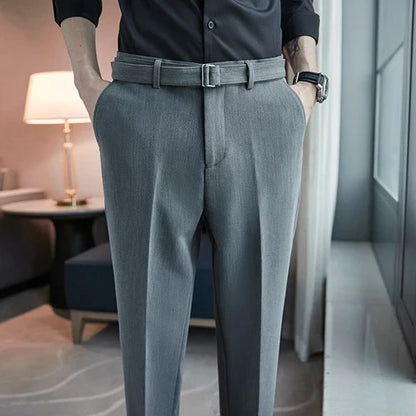 saferido British Fashion Versatile Slim Long Pants Men's Fashion Spring Clothes Office Suit Trousers Men Luxury Casual Suit Pants