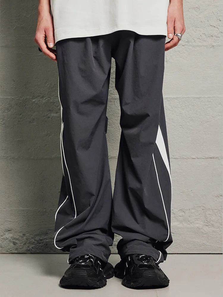 saferido Parachute Sports Pants for Men Jogging Sweatpants Wide Leg Trousers Male Black Streetwear Loose Casual American Street