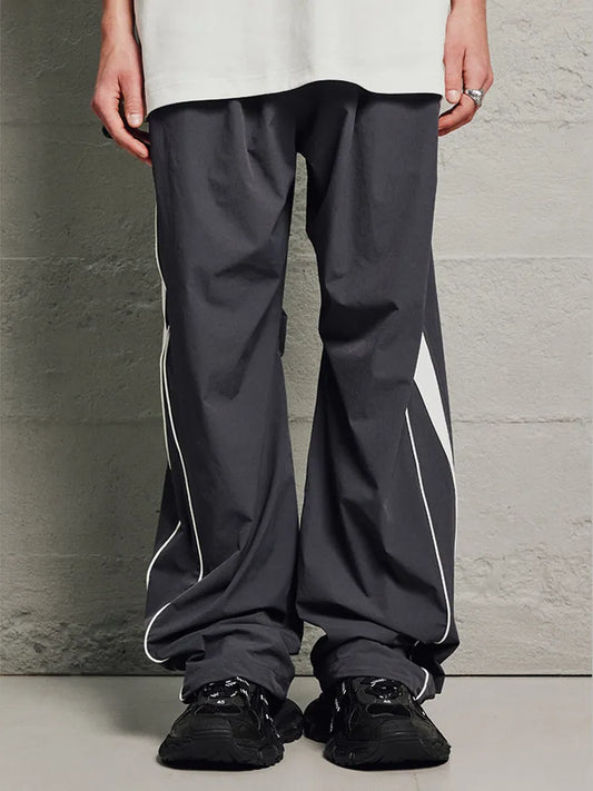 saferido Parachute Sports Pants for Men Jogging Sweatpants Wide Leg Trousers Male Black Streetwear Loose Casual American Street