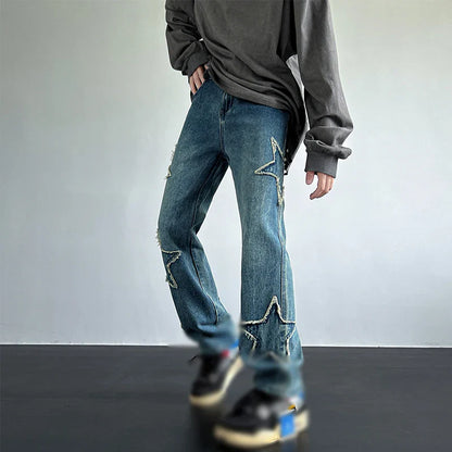 saferido Vintage Men's Trendy Jeans American Premium Simple Casual Pants Fashion Street Male Straight Pants Fashionable Peplum Clothing