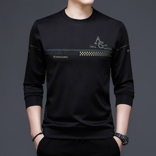 Autumn New Korean Men Clothes Long Sleeve Sweatshirt Men Casual Fashion Brand Pullover Solid Color Tops for Men M-3XL