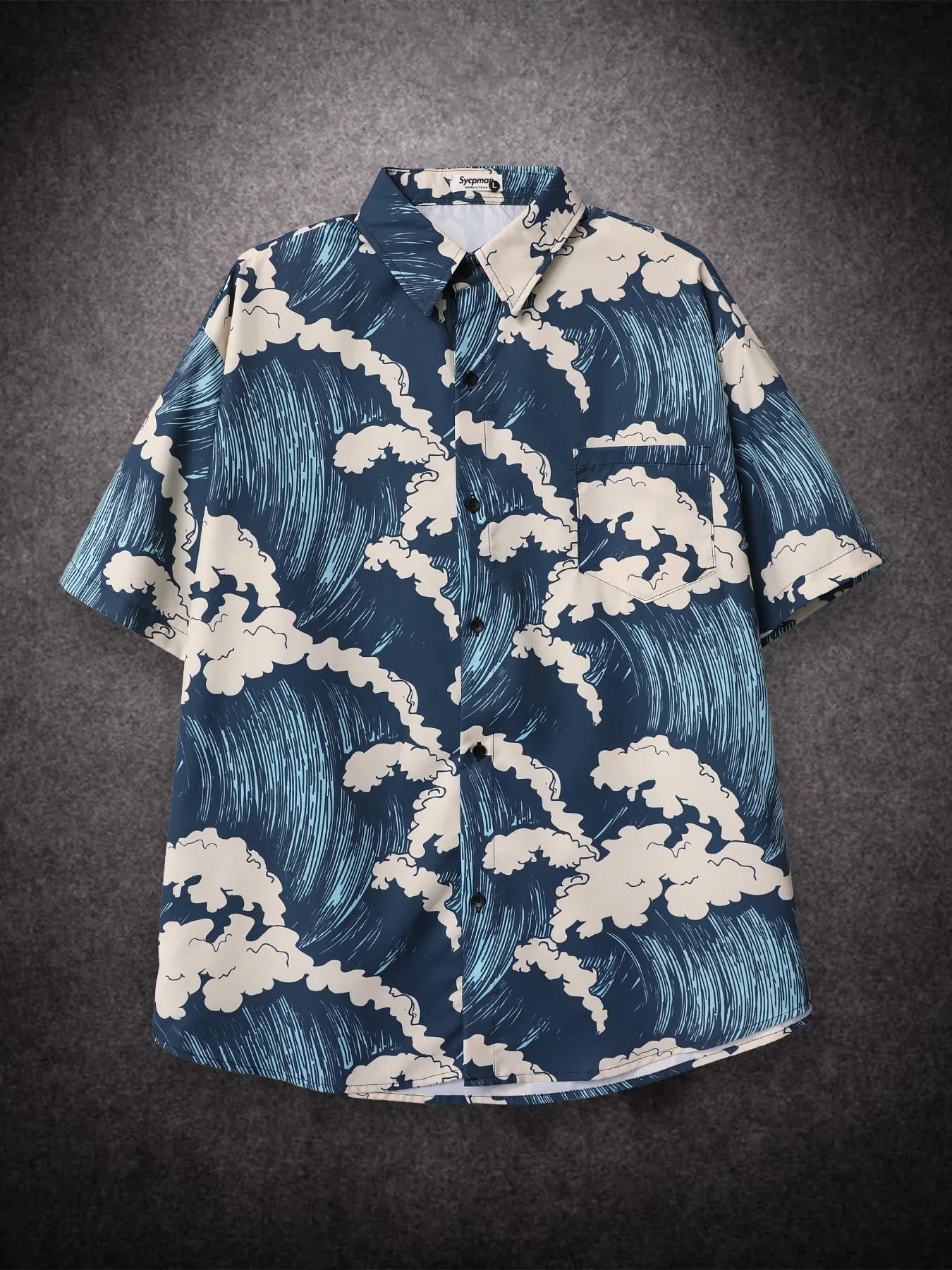 saferido Oversized Loose Men Shirt American Style Summer Fried Street Fashion Small Fish Print New Personalized Mens Casual Shirts