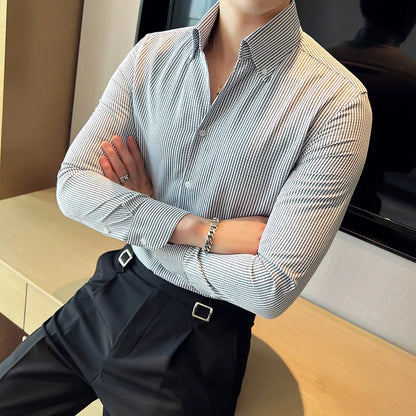 saferido  New Style Men Spring High Quality Long Sleeve Shirts/Male Lapel Office Business Dress Shirts Homme Camisas Plus Size S-3XL